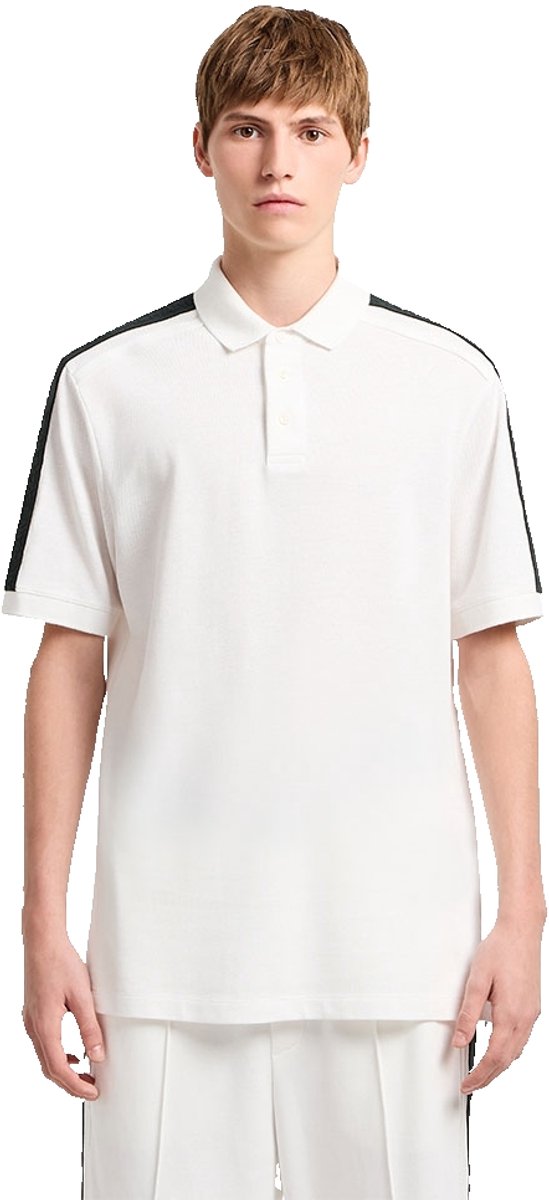 Contrast Panel Polo Shirt - White