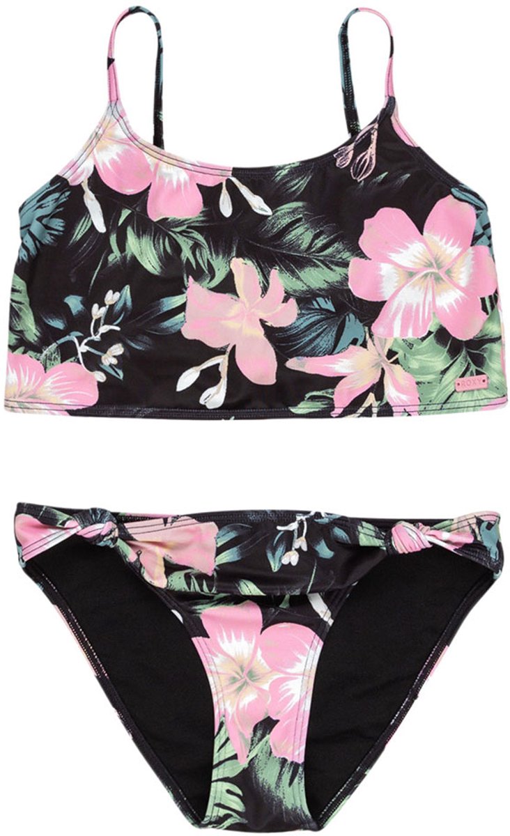Roxy Shadow Floral Crop Tank Bikini 16 Years Meisjes Antraciet