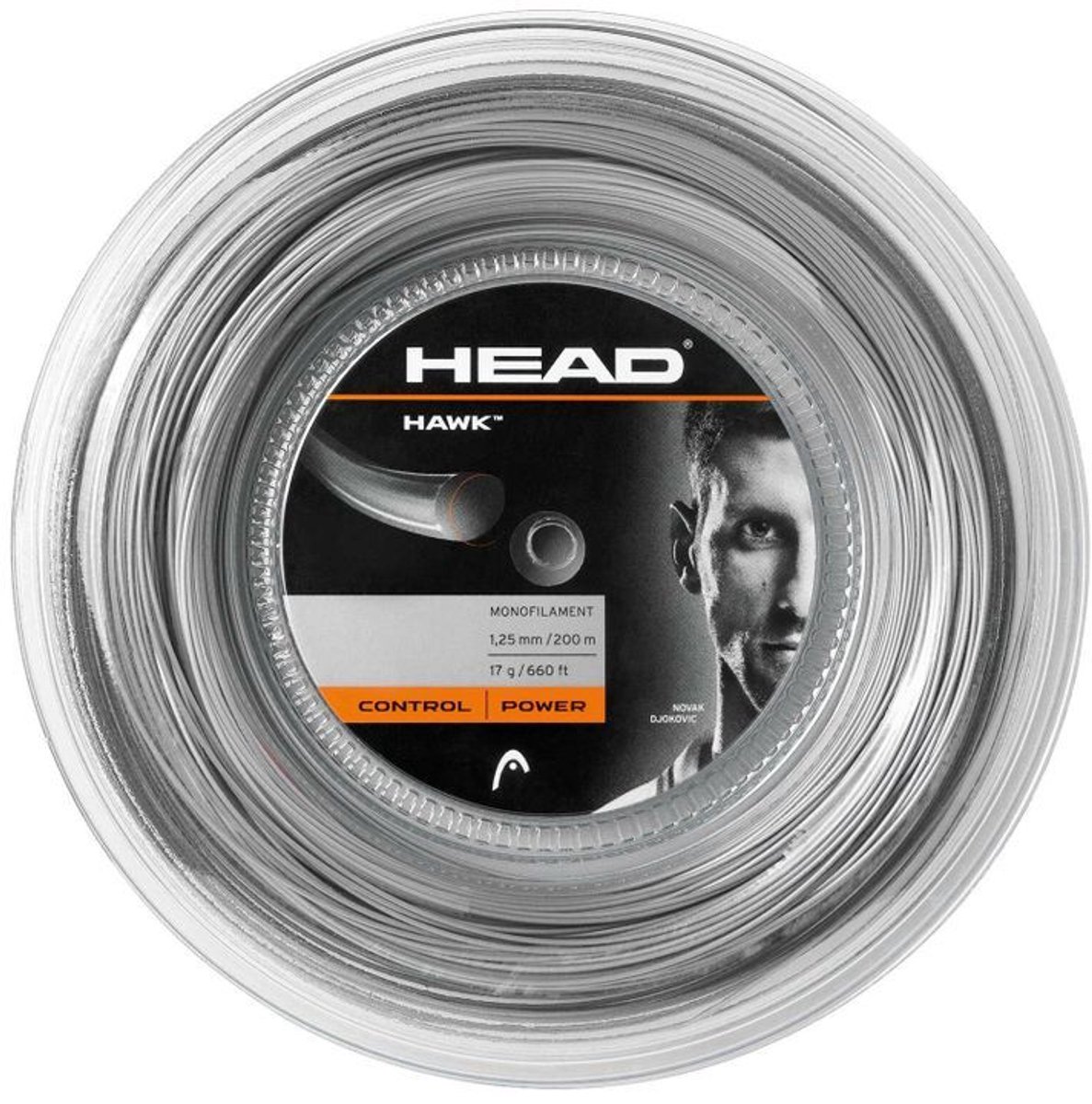 HEAD Tennissnaar Hawk Power 1.25mm op rol 200m Grijs