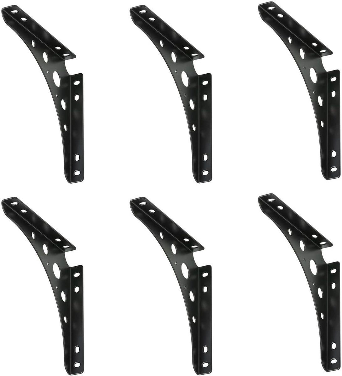 6 x siwitec Delta Line console 300 x 300 mm in zwart, plankdrager met een draagvermogen van 95 kg, plankdrager