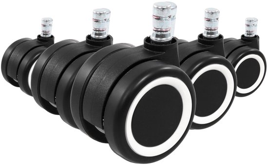 5x Hartbodenrollen ungebremst ROLO FREE 10mm / 50mm Büro-Stuhl-Rollen