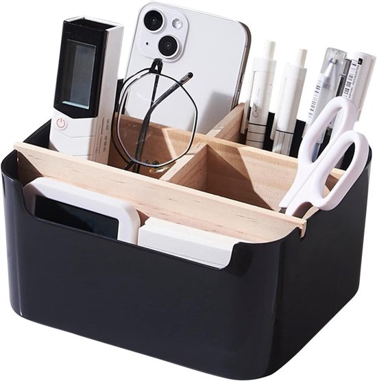 Relaxdays Bureauorganizer Groot Anti-slip Opbergbox Met 6 Vakken Metalen Mesh H X B X D  6 X 38 X 30 Cm Zwart