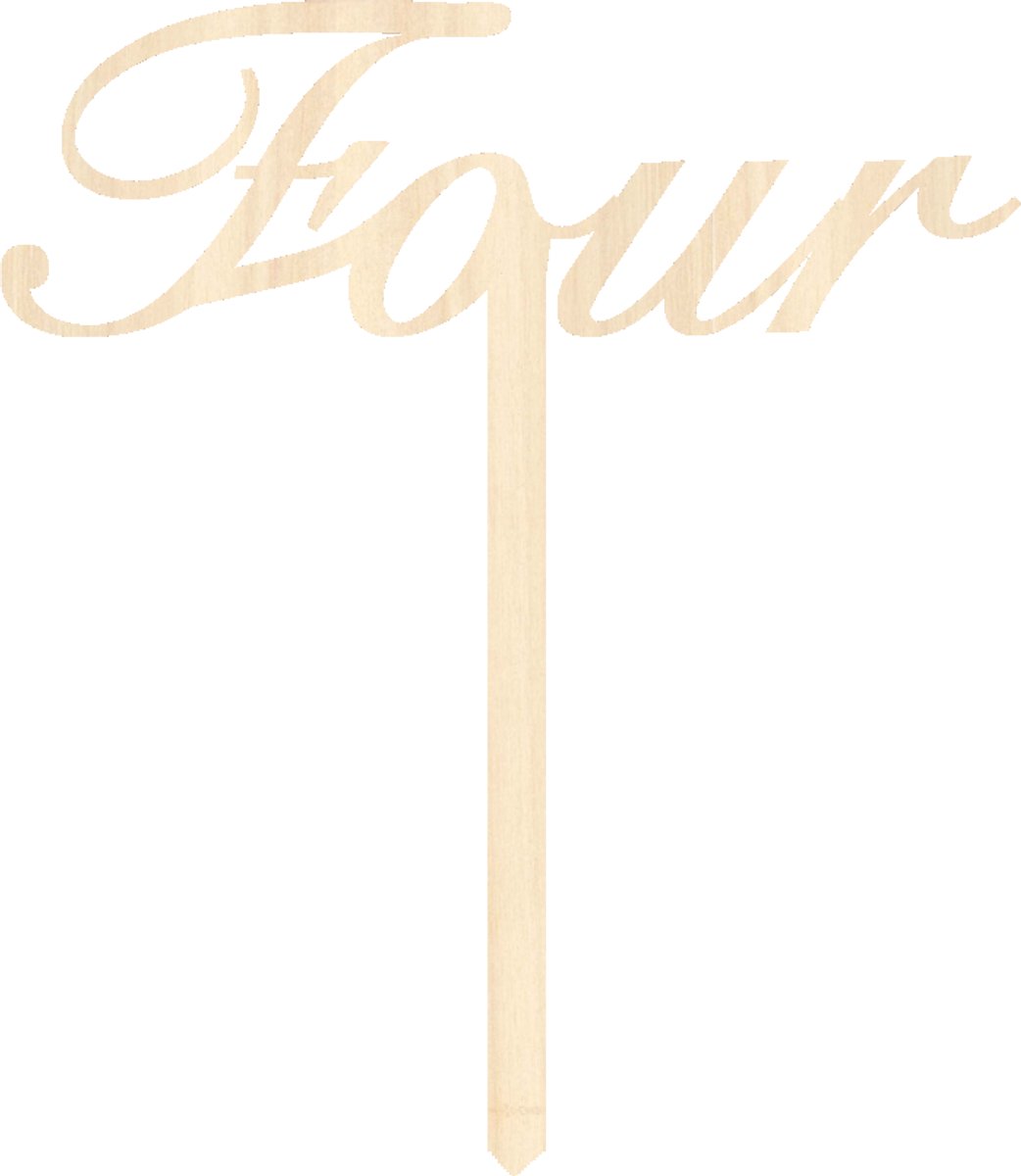 Houten taarttopper / caketopper – four – verjaardag / jubileum – cake / taart decoratie