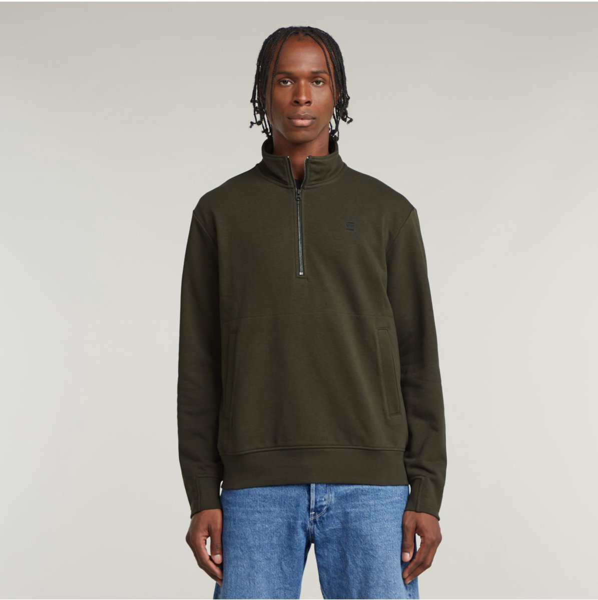 G-Star Nifous half zip sw Heren Sweaters Asfalt