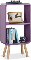relaxdays boekenkast 2 vakken - boekenrek met houten poten - vakkenkast - kinderkast violet