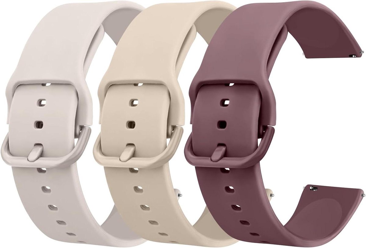Allecto plus - Siliconen horlogebanden 20 mm 22 mm met snelsluiting - Set van 3 - Vervangende horlogebanden voor dames en heren - Accessoires voor horloges