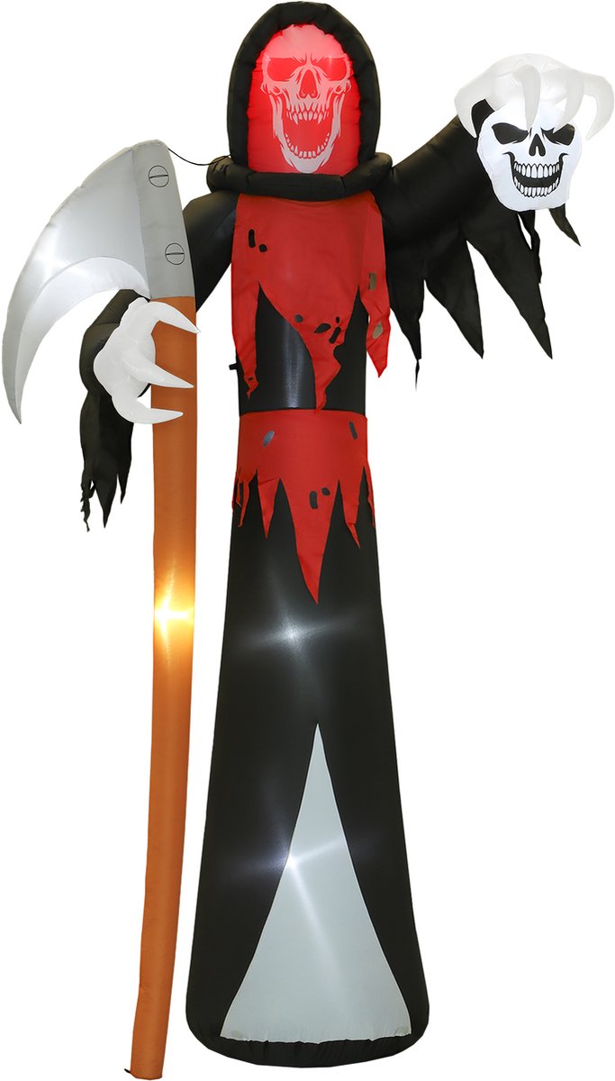 Outsunny opblaasbare grim reaper - polyester - zwart- rood