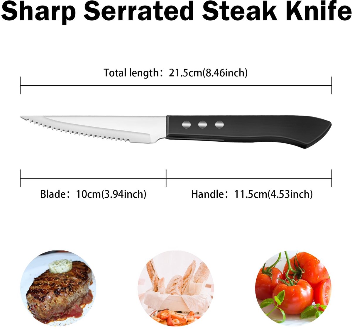 Ibenzoa® Set van 8 Roestvrijstalen Steakmessen met Ergonomische Handgreep