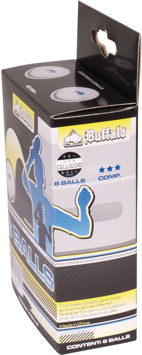 Buffalo Tafeltennis Ballen Celluloidvrij (6st.) Competitie 3* Wit