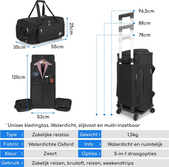 Modoker Converteerbare lederen kledingtas, Carry on Garment Tassen voor