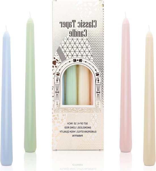Thelau - Taps toelopende kaarsen 10 inch voor Chanoeka verjaardag - Gradiënt diner kaarsen - Langdurige brandtijd - Niet geparfumeerd - Woondecoratie voor Halloween Valentijnsdag Kerstmis - Set van 4 - Brandt tot 6 uur