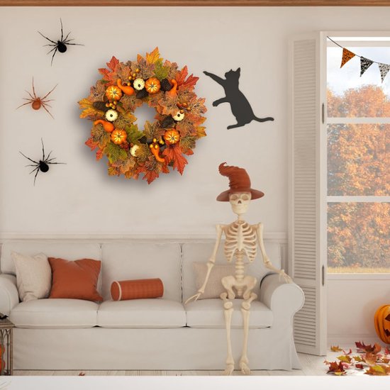 FEPITO 96 stuks herfstige Thanksgiving-decoraties, namaakmini-pompoenen, - dennenappels, -herfstbladeren en -eikels voor feestelijke versiering, herfstversieringkit, Halloween, Thanksgiving, feestartikelen
