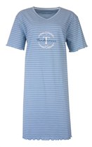 Tenderness Dames Nachthemd - Gestreept - V-hals - Licht Blauw - Maat S