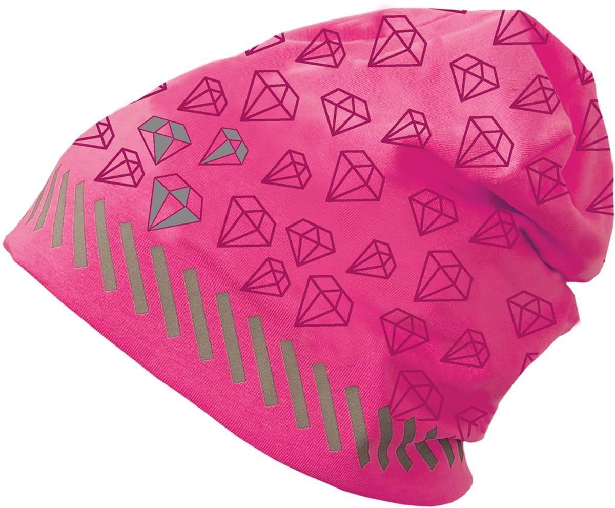 Roze kinderjerseymuts 'Diamant' met reflectie