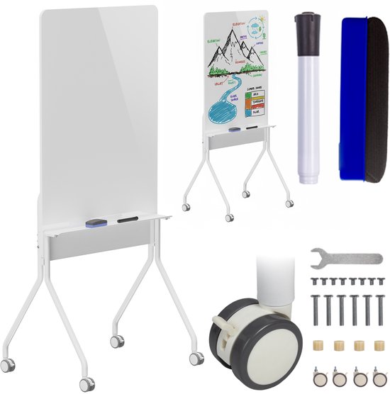 Ergo Office ER-305 - Whiteboard - 119x79cm - verticale oriëntatie - verrijdbaar droog uitwisbaar