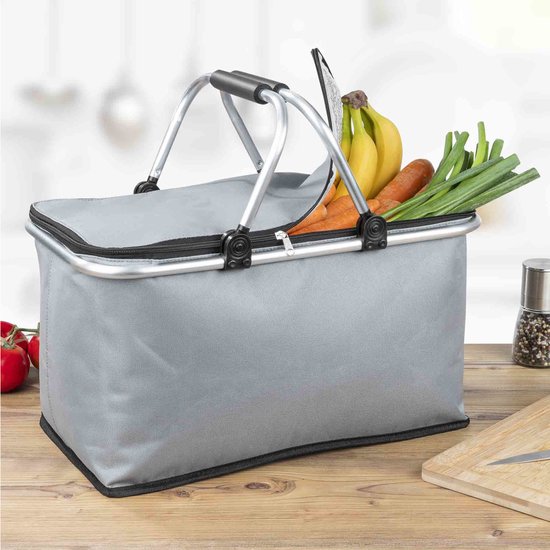 Hi Koeltas - grijs - 48 x 28 x 25 cm - boodschappenmand - draagtas - gesoleerde tas - picknicktas van HI — afbeelding 2