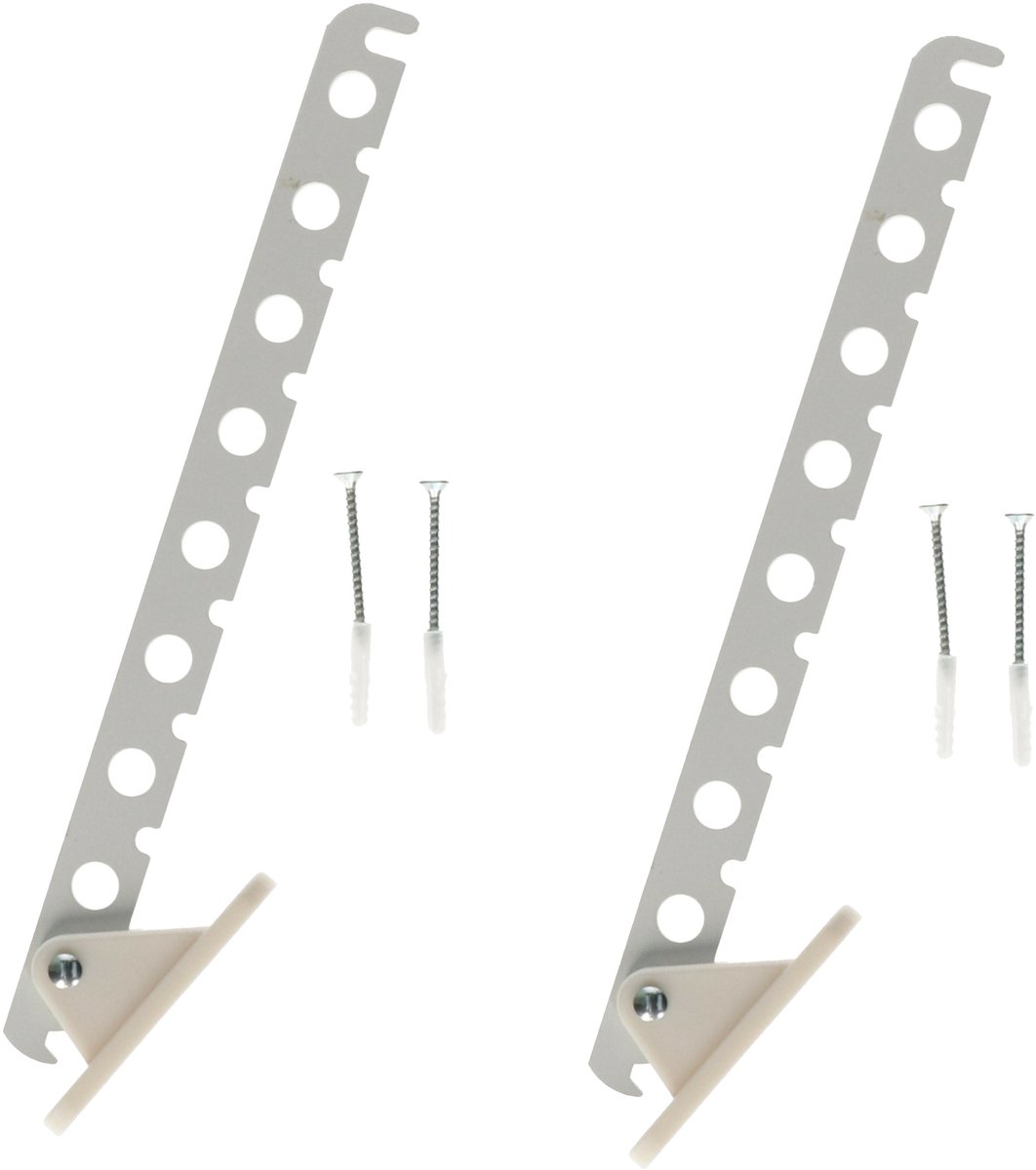 Bellatio Design Kledinghaak - 2x - inklapbaar - metaal - wit - 33 cm - kledinghanger