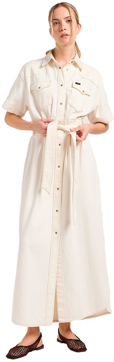 Lee Western Jurk Met Korte Mouwen XS Vrouw Creme