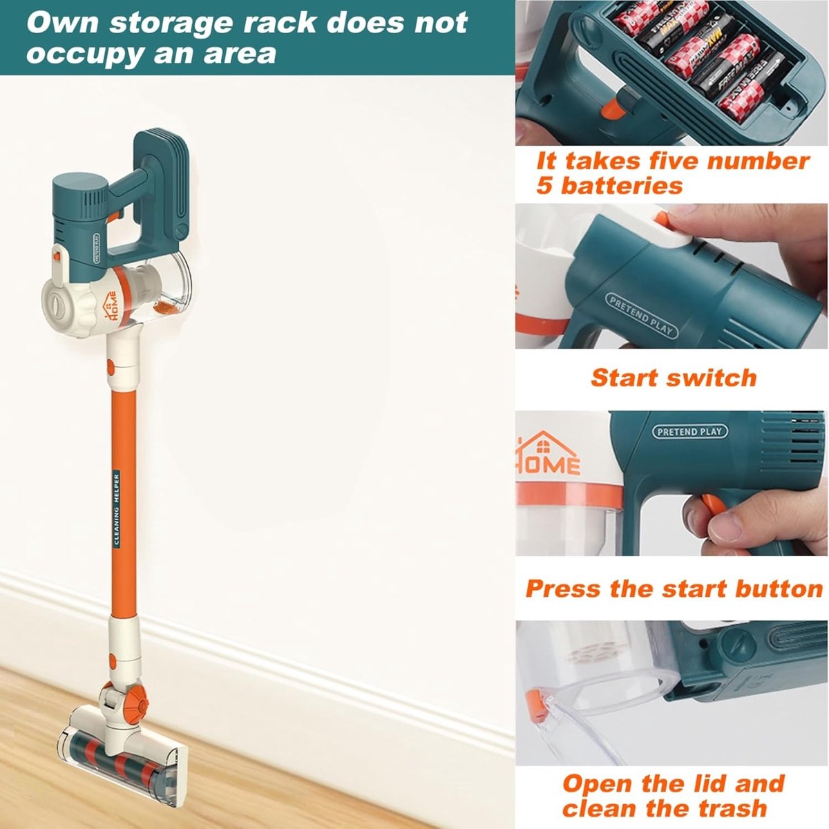 Aspirateur Jouet 3 En 1 Pour Enfants – Vraie Fonction Aspiration Avec Lumières Et Sons, Accessoires Interchangeables, Cadeau Éducatif Dès 3 Ans