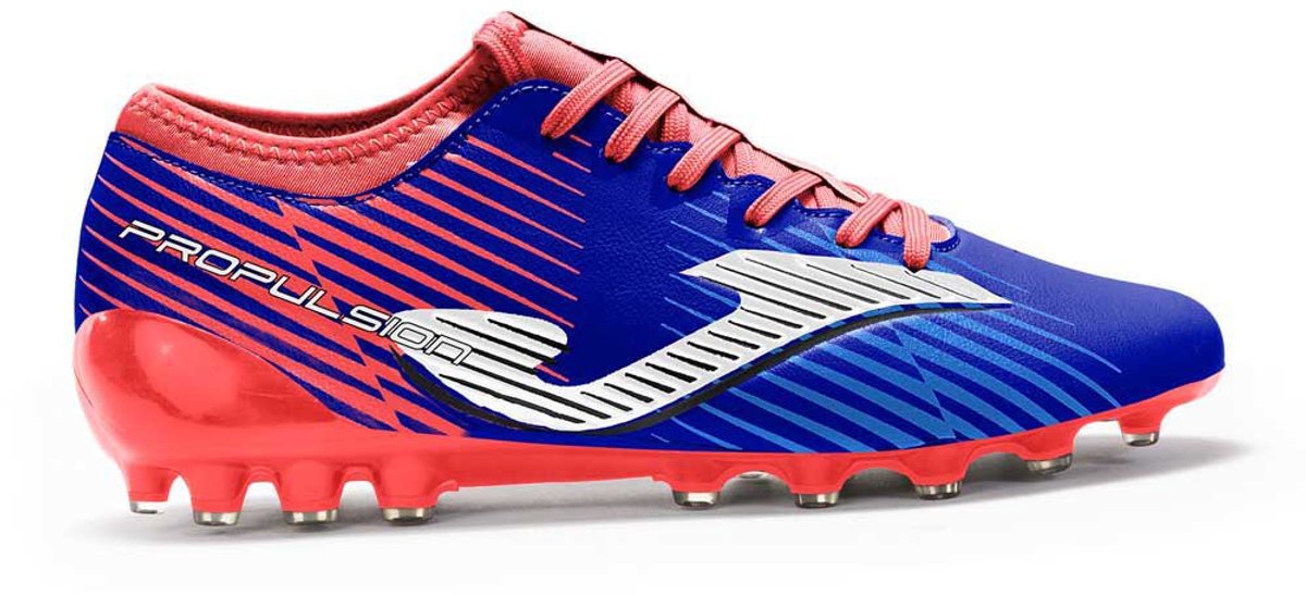 Blauwe Joma Propulsion Cup Ag voetbalschoenen EU 45 met ONE PIECE-technologie en opvallende rode accenten.