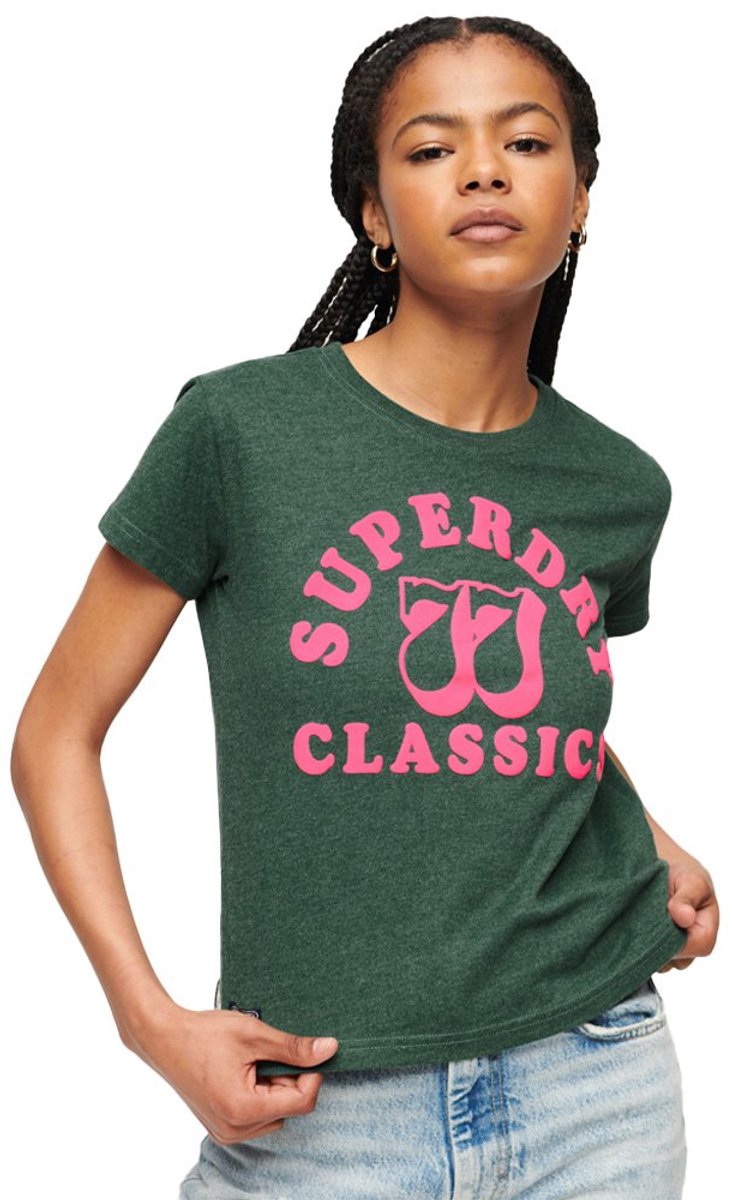 Superdry Archive Neon T-shirt met grafische print Dames T-shirts Bengreen Marl