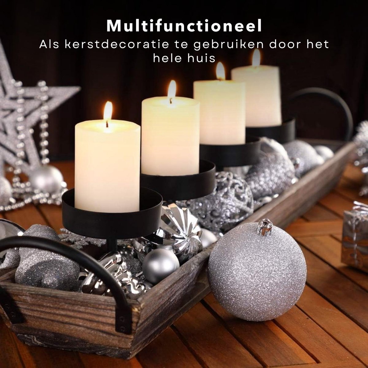 Cheqo® Luxe Kerstballen Set - Kerstballenset - Kerstdecoratie - Kerstboom Versieren - Kerstversiering - Onbreekbaar - Met Ophangoogje - Kerstversiering Kerstboom - Mat - Glans - Glitter - 101 Stuks - Zilver - Met Piek – foto 3