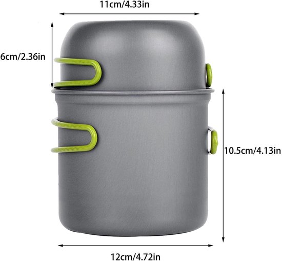 Set van camping keukengerei, 5 kamers buiten keukengerei voor camping - draagbare bestek set, campingpot met gesneden -vierde, hepvet -apparatuur, Picnic Camping Wandeling Pan Cook Gerei, Buiten kookpannen - Cyslmuk® van Cyslmuk® — afbeelding 5