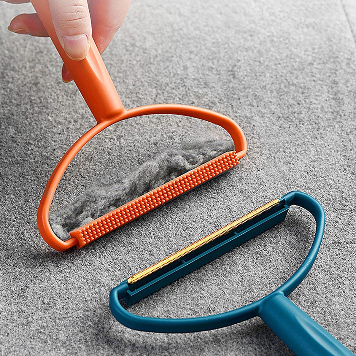 Draagbare ontharingsapparaat - Kledingontharingsapparaat - Handmatige ontharingsapparaat - Truienstofzuiger - Voor het verwijderen van stof en huisdieren uit kleding, gordijnen, dekens en banken (blauw en oranje)