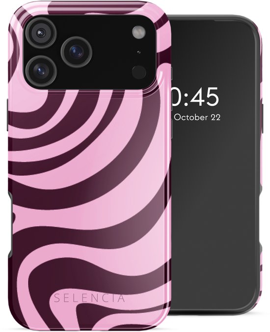 Coque Selencia - Compatible avec iPhone 17 Pro Max - Coque arrière éclatante compatible MagSafe - Motif Swirl Pink Plum