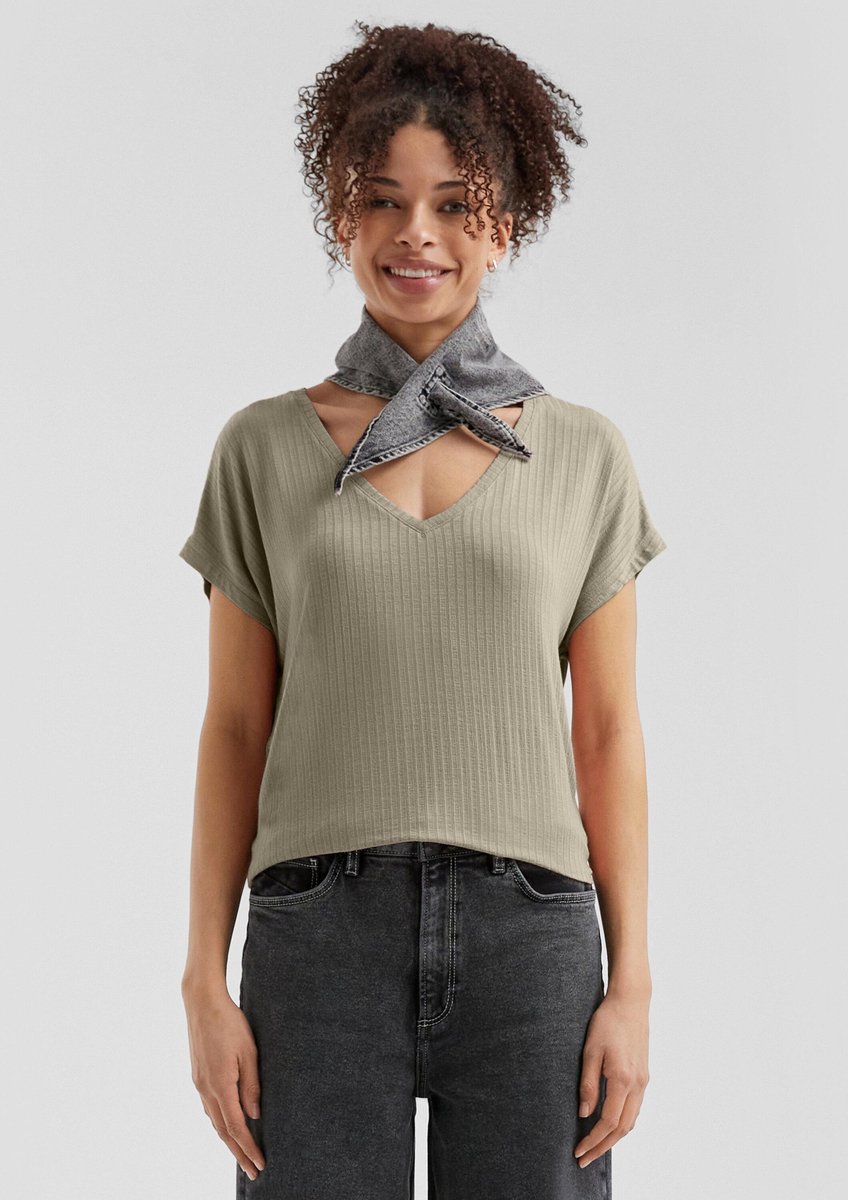 Q/S designed by - Dames t-shirt - Maat XS - Vrouwen - Khaki - Viscose