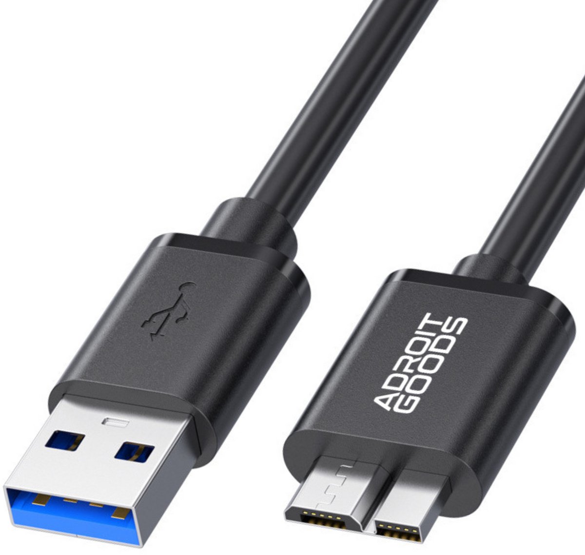 AdroitGoods USB 3.0 naar Micro-B kabel – Data & Oplaadkabel – 10Gbps – Harde Schijf Kabel – 0.5 meter