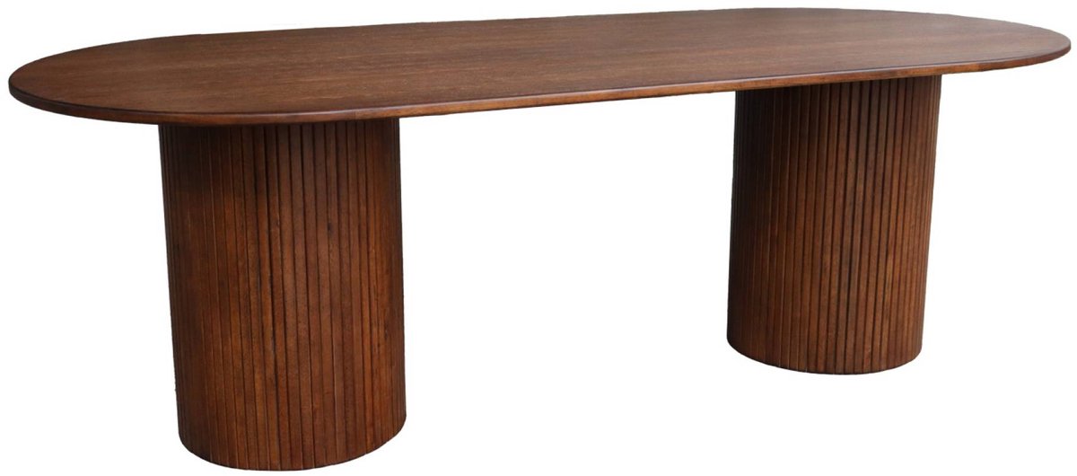 sweeek - Ovale eettafel eikenfineer 8 plaatsen - l 220 x b 100 x h 73 cm - estelle