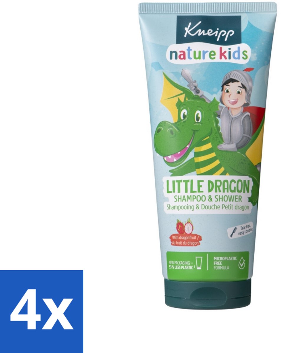 Image of 4 x Kneipp - Shampoo & Showergel - Little Dragon - 200 ml - Kinder Shampoo - Kinder Douchegel - 2-in-1 Shampoo - Zachte Shampoo - Dragonfruit Geur