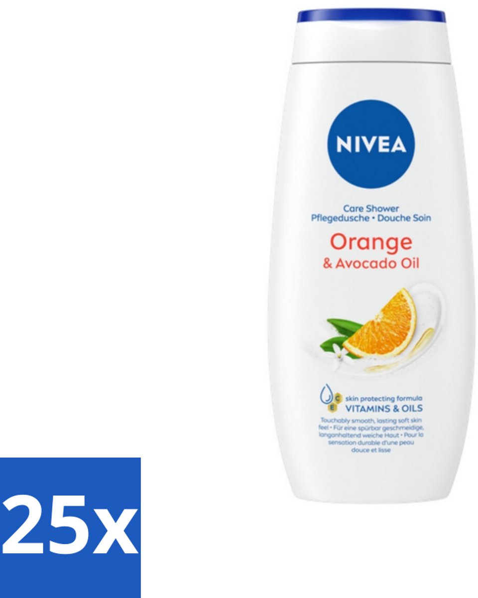 25 x Nivea - Douchegel - Orange - Voelbaar Gladde Huid - 250 ml - Douchegel - Huid Verzorgen - Bamboemelk - Sinaasappelgeur - Voelbaar Gladde Huid