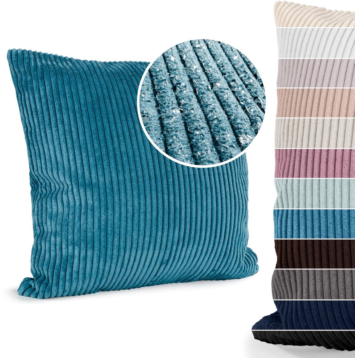 Ibenzoa® Stijlvolle corduroy kussenslopen in turquoise voor een eigentijdse uitstraling
