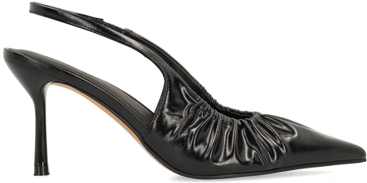 Sacha - Dames - Zwarte slingback pumps met rimpel effect - Maat 39