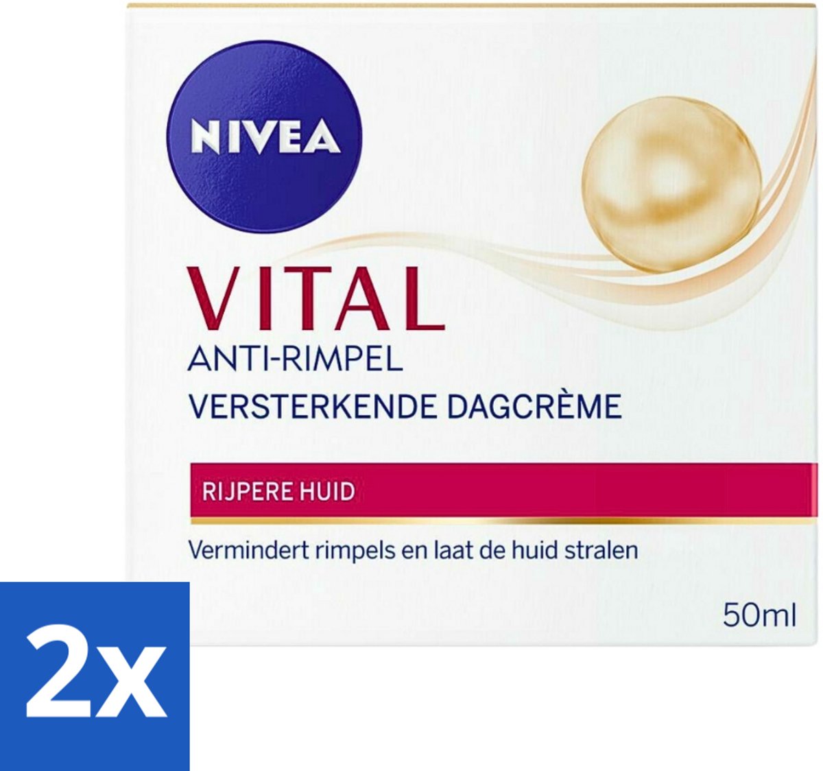 2 x NIVEA - VITAL Dagcrème - Anti-Rimpel Gezichtscrème - Versterkend - 50 ml - Anti-rimpel Crème - Dagcrème Voor Rijpere Huid - NIVEA VITAL - Hydraterende Dagcrème - Anti-aging Crème