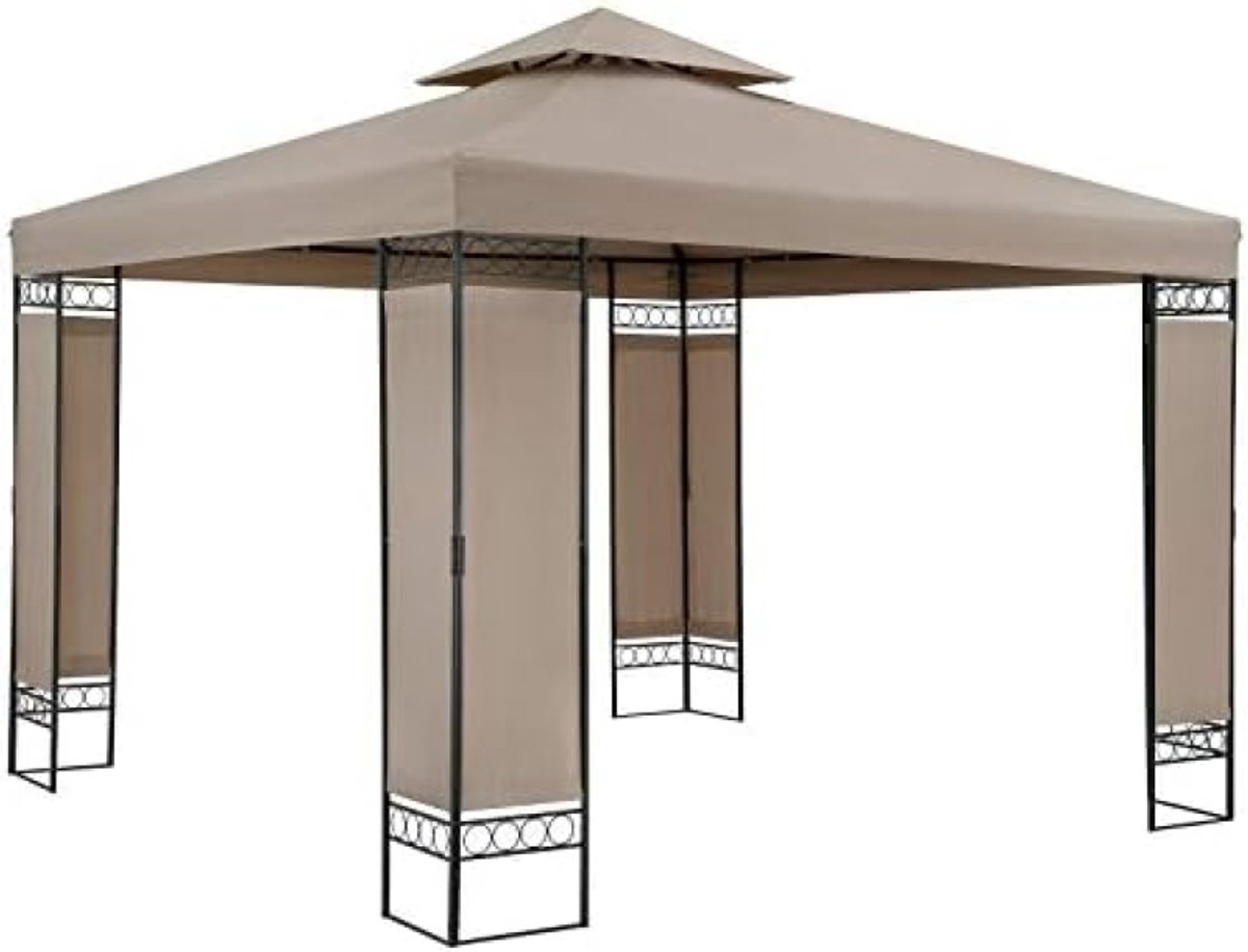 Partytent - Luxe Paviljoen Partytent 3x3 meter Metaal Constructie Waterafstotend UV-Bescherming 50+ Moderne Tuin Tent Taupe Kleur