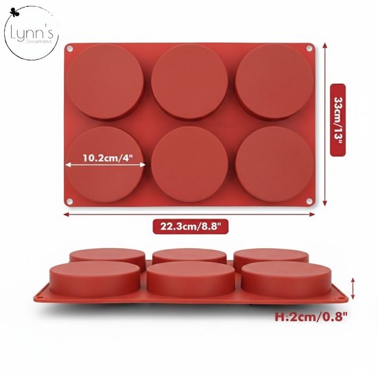 Moule à pudding Lynn's Yorkshire - Moule en Siliconen avec 6 cavités rondes de 10 cm - Idéal également pour par exemple le pain (à faible teneur en glucides), les biscuits, les crackers, les pâtisseries, les biscottes, les oopsies