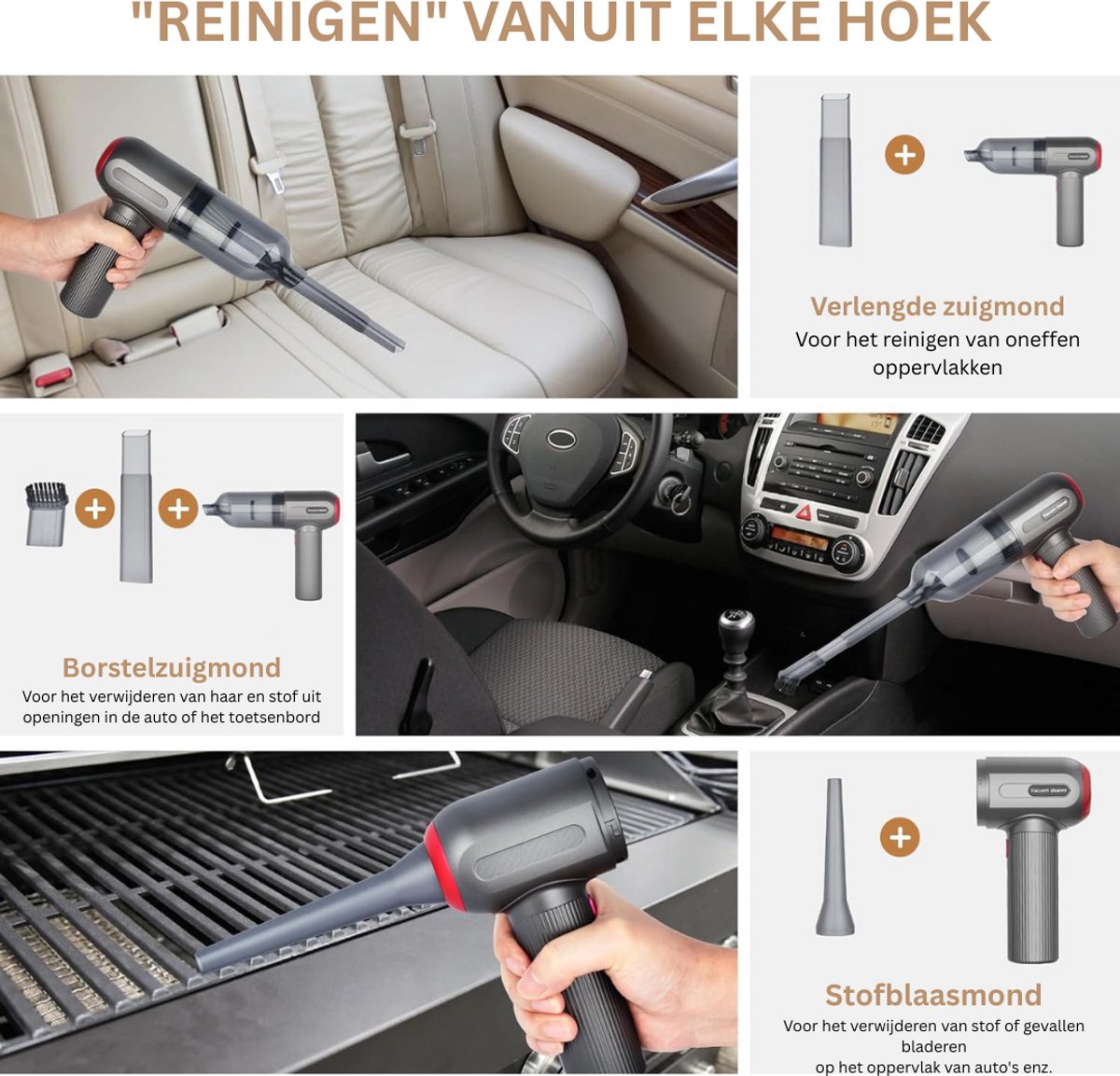 MKSS® Draadloze Handstofzuiger Kruimeldief - Grijs - afbeelding 3