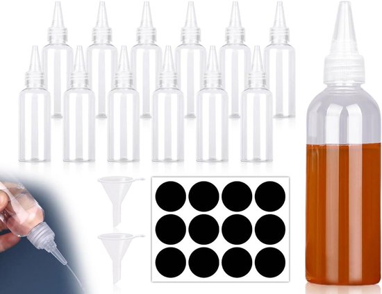 Chubby Gorilla, Lege LDPE-flessen voor vloeistoffen en oliën, transparant, mat, 50 x 30 ml