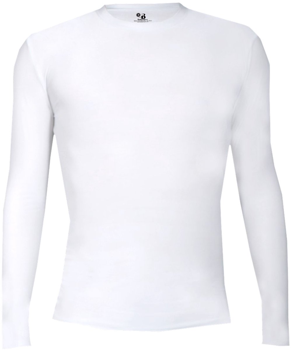 Badger Sports - Pro Compression - Ondershirt - Lange Mouw - Ronde Hals - Jeugd - Wit - Jeugd XL