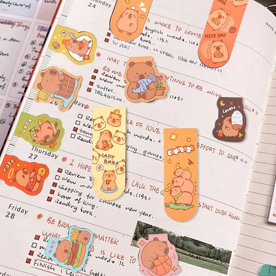 12 stuks magnetische boekenleggers, schattige dieren, boekenleggers