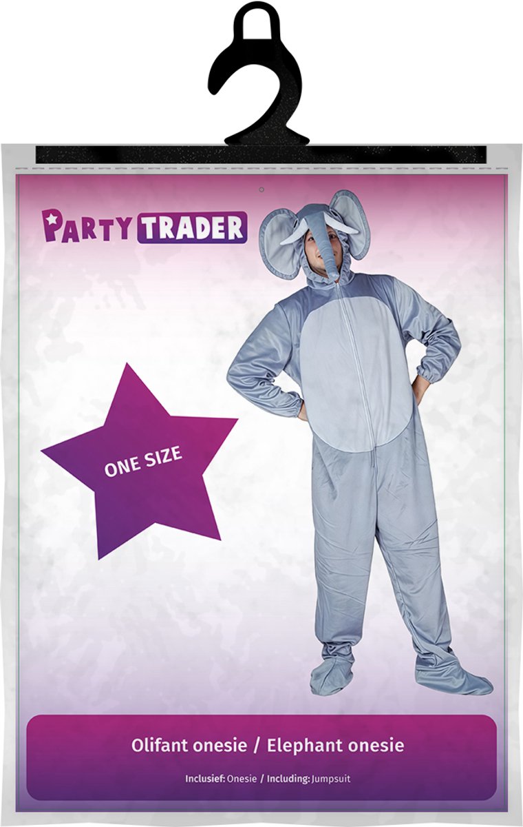 Olifant Onesie – Dieren Kostuum voor Carnaval, Themafeest & Verkleedpartij – One Size — afbeelding 2