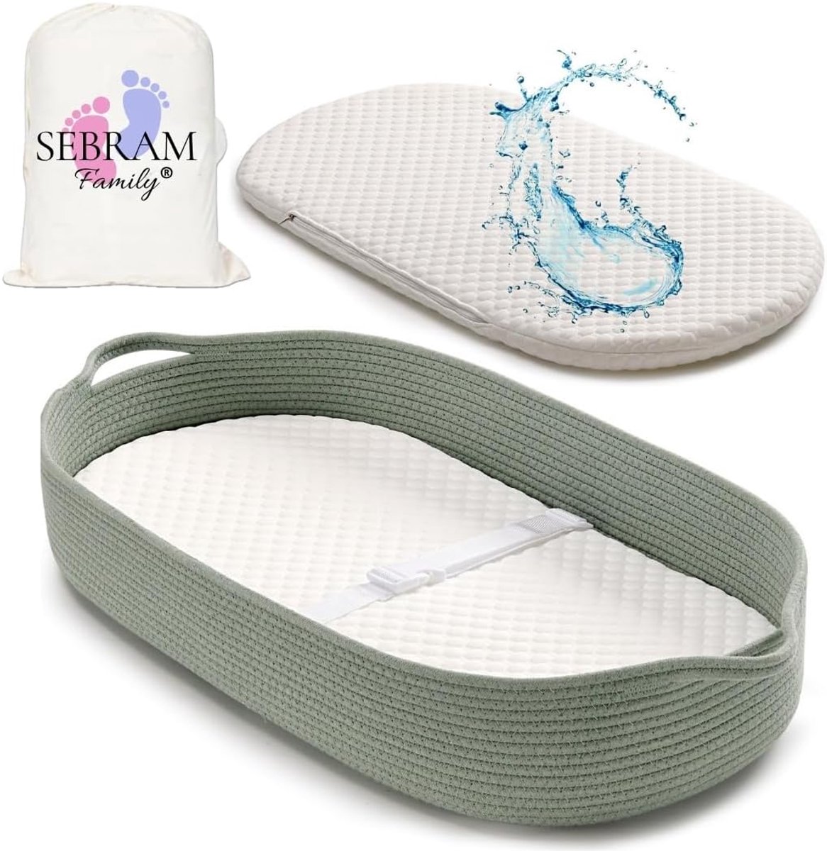 Image of Aankleedmat en Babyluiermand met Waterafstotende Overtrek en Reismat