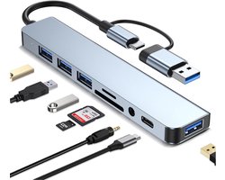 Vitdipy – 8 in 1 USB C Hub – USB Splitter – 4K HDMI – SD kaartlezer Hub – Aluminium Behuizing – Adapter Viervoudig Display Multipoort voor Laptop, Tablet etc.