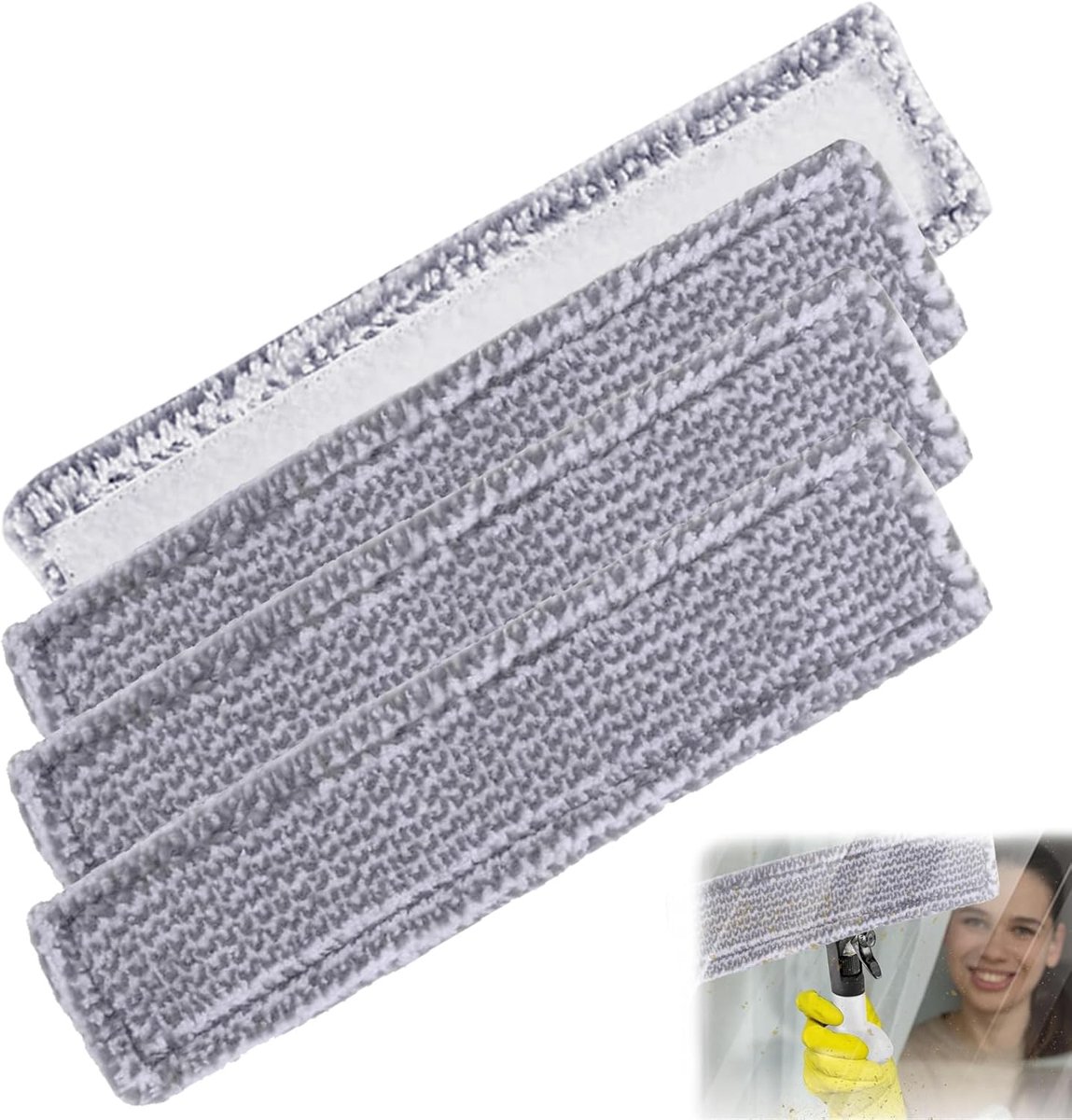 Vervangende onderdelen - geschikt voor Kärcher WV2 WV5 - Microvezel ruitenwisserhoes - Spuitfles accessoires - Voor raamreiniger - Reservepads voor raamzuiger-accessoires - microvezel dweilpads - Grijze - 4 stuks