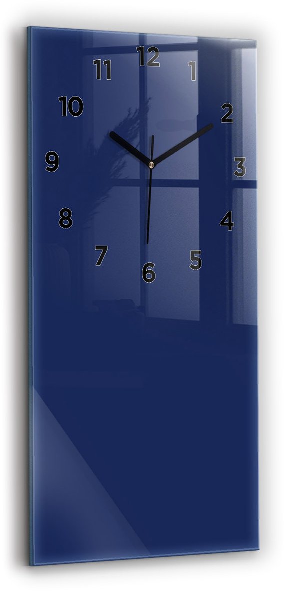 Wallfluent Wandklok - Marine Glazen Klok Rechthoekige - 30 cm x 60 cm - Marine Wandklok - Zwarte Handen - Wandklok Met Cijfers - Wandklok Glas Woonkamer - Rechthoekige Glas Klok - Industrieel Wandklok - Rechthoekige Glazen Wandklok