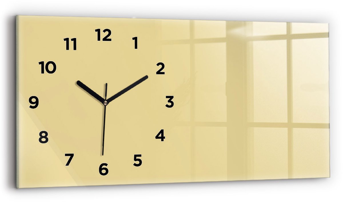 Wallfluent Wandklok - Romig Glazen Klok Rechthoekige - 60 cm x 30 cm - Romig Wandklok - Zwarte Handen - Wandklok Met Cijfers - Stille Wandklok Slaapkamer - Rechthoekige Glas Klok - Industrieel Wandklok - Rechthoekige Glazen Wandklok