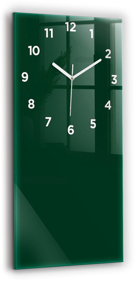 Wallfluent Wandklok - Groente Rechthoekige Glas Klok - 30 cm x 60 cm - Groente Wandklok - Witte Handen - Wandklok Met Cijfers - Wandklok voor in de Keuken - Rechthoekige Glazen Wandklok - Scandinavisch Wandklok - Glazen Klok Rechthoekige